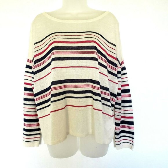 Joie Maine 100% Linen Striped Sweater Size L - Picture 9 of 9